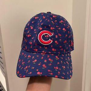 Cubs hat, womens, with tiny red roses